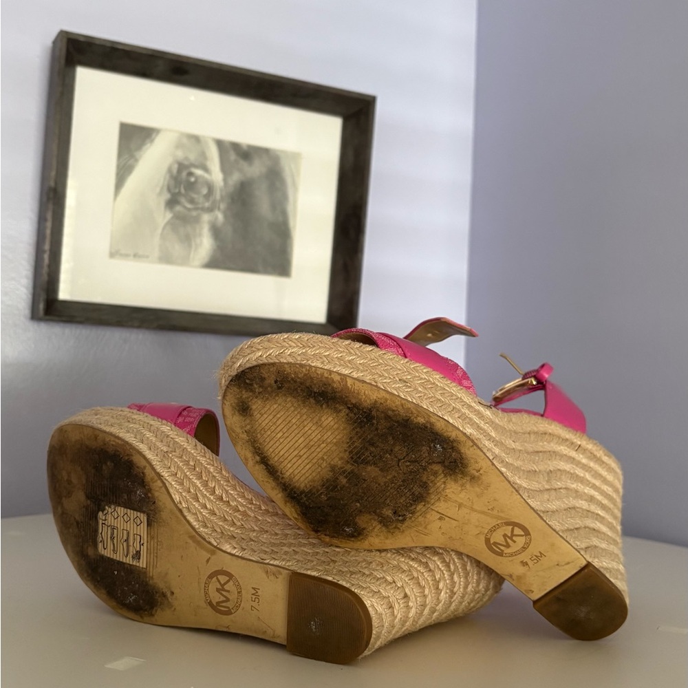 Michael Kors Fuchsia and Gold Wedge Sandals - Picture 4 of 4